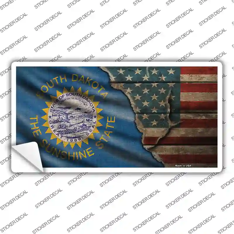 South Dakota/American Flag Novelty Sticker Decal