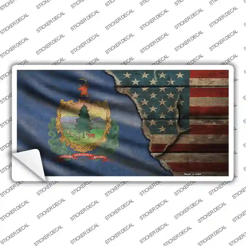 Vermont/American Flag Novelty Sticker Decal
