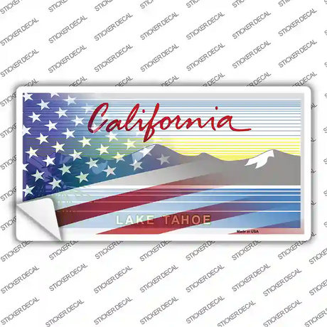 California Tahoe American Flag Novelty Sticker Decal