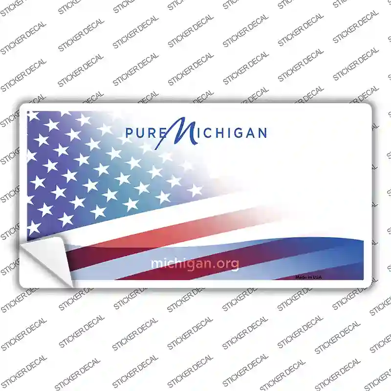 Pure Michigan American Flag Novelty Sticker Decal