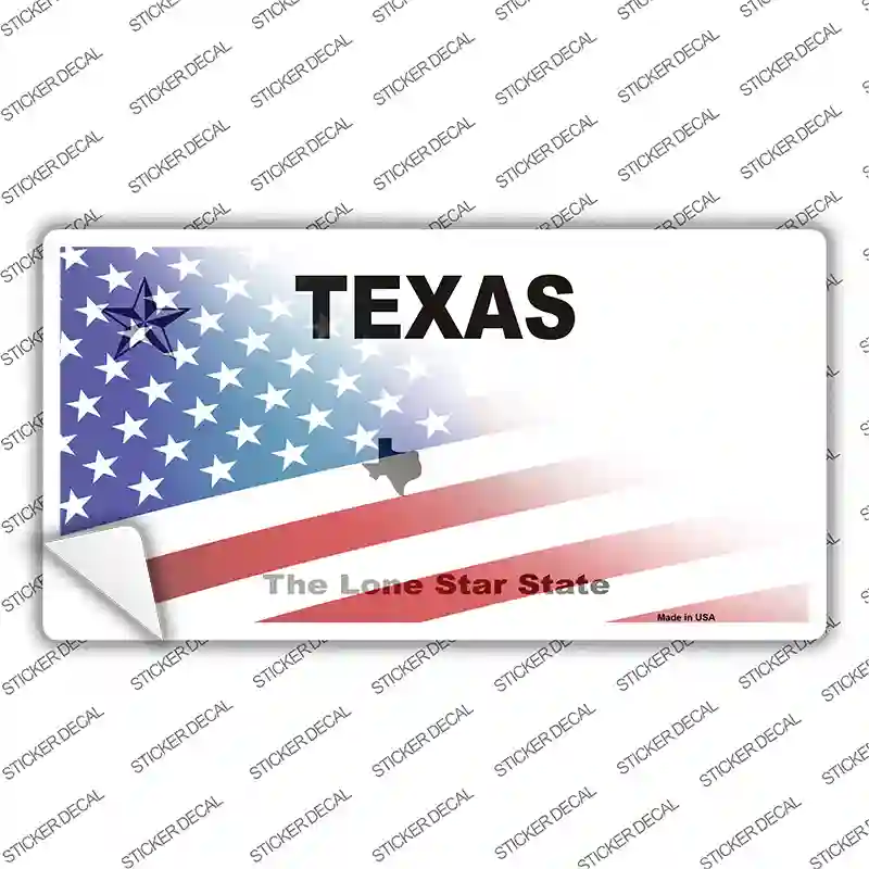 Texas Half American Flag Novelty Sticker Decal