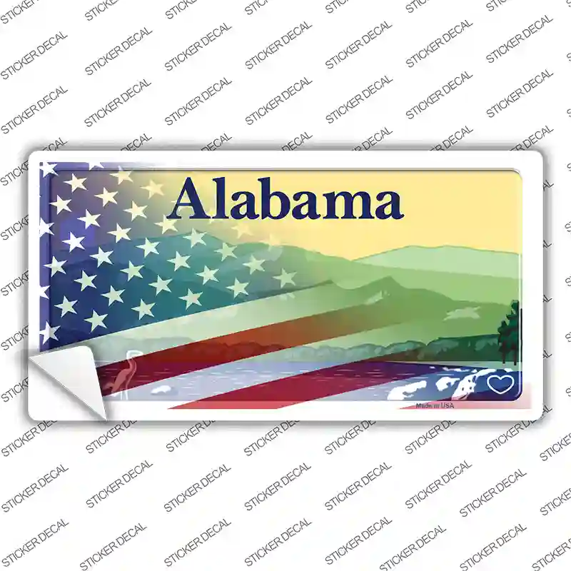 Alabama Half American Flag Novelty Sticker Decal