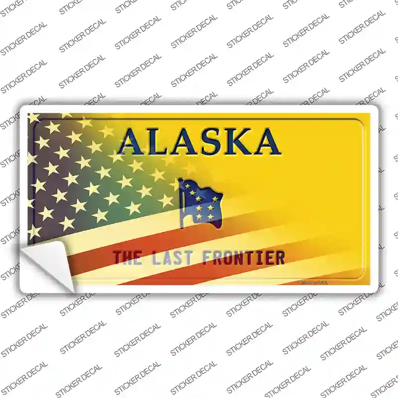 Alaska Half American Flag Novelty Sticker Decal
