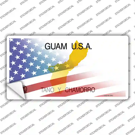 Guam with American Flag Novelty Sticker Decal