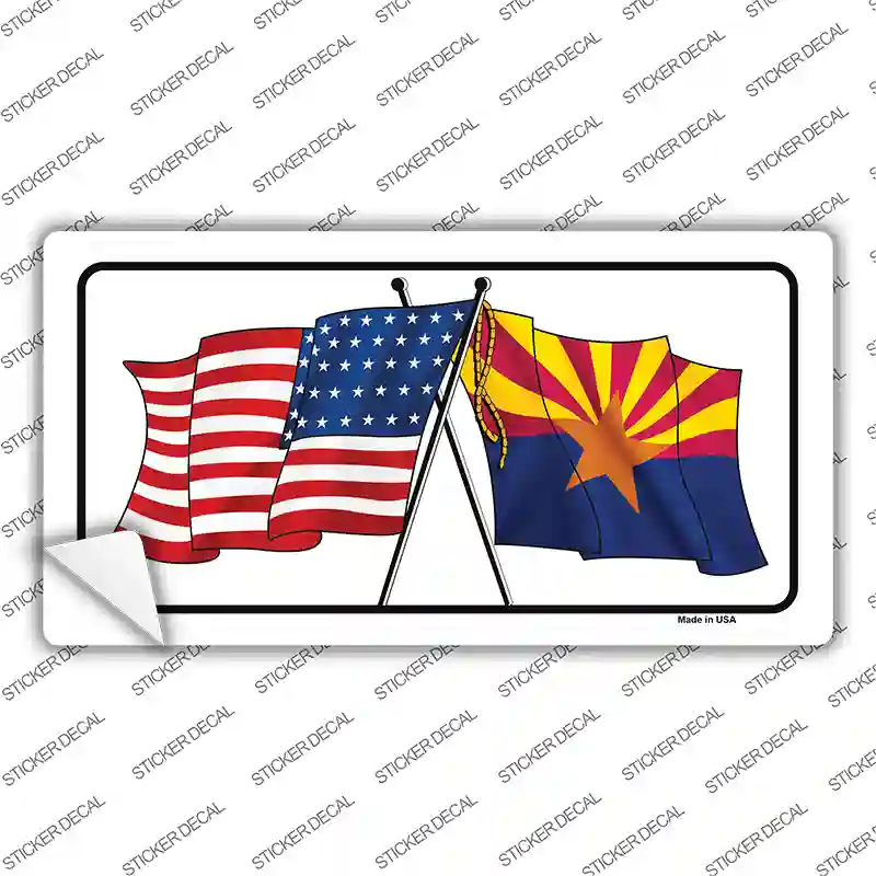 Arizona American Crossed Flags Novelty Sticker Decal