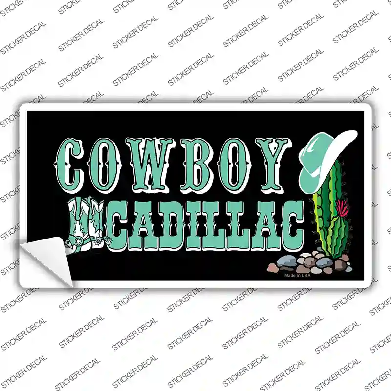 Cowboy Cadillac Novelty Sticker Decal