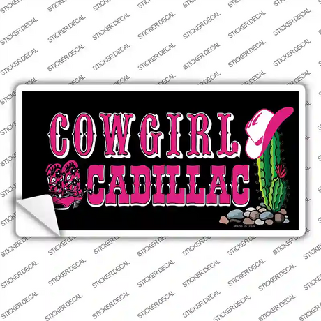 Cowgirl Cadillac Novelty Sticker Decal