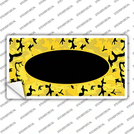 Yellow Black Camouflage With Black Center Oval Novelty Sticker Decal