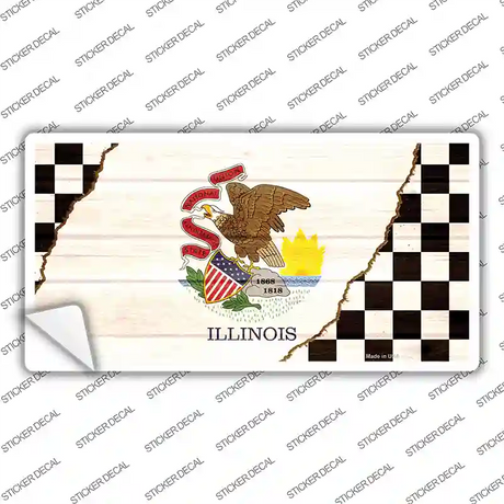 Illinois Racing Flag Novelty Sticker Decal