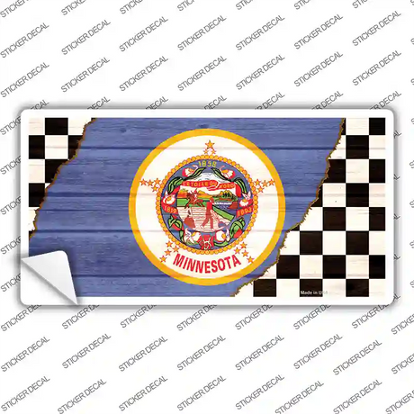 Minnesota Racing Flag Novelty Sticker Decal