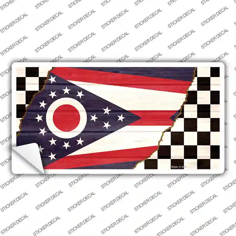 Ohio Racing Flag Novelty Sticker Decal