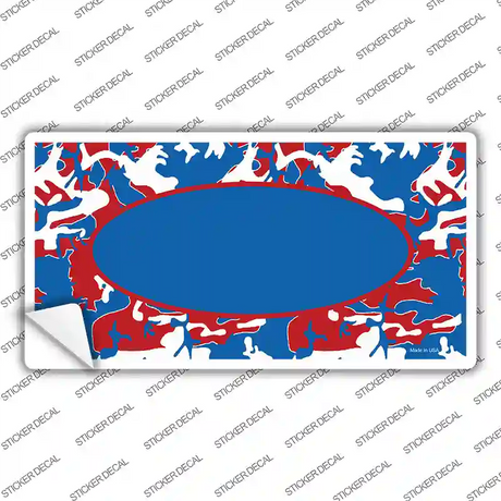 Patriotic Camouflage With Blue Center Oval Novelty Sticker Decal