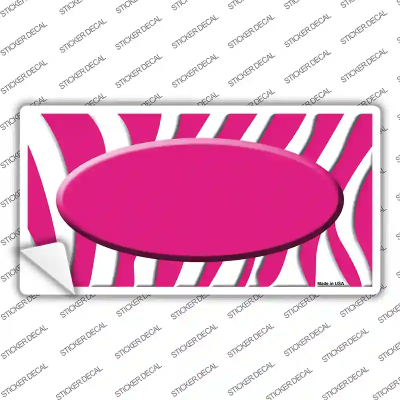 Hot Pink White Zebra Center Oval Novelty Sticker Decal