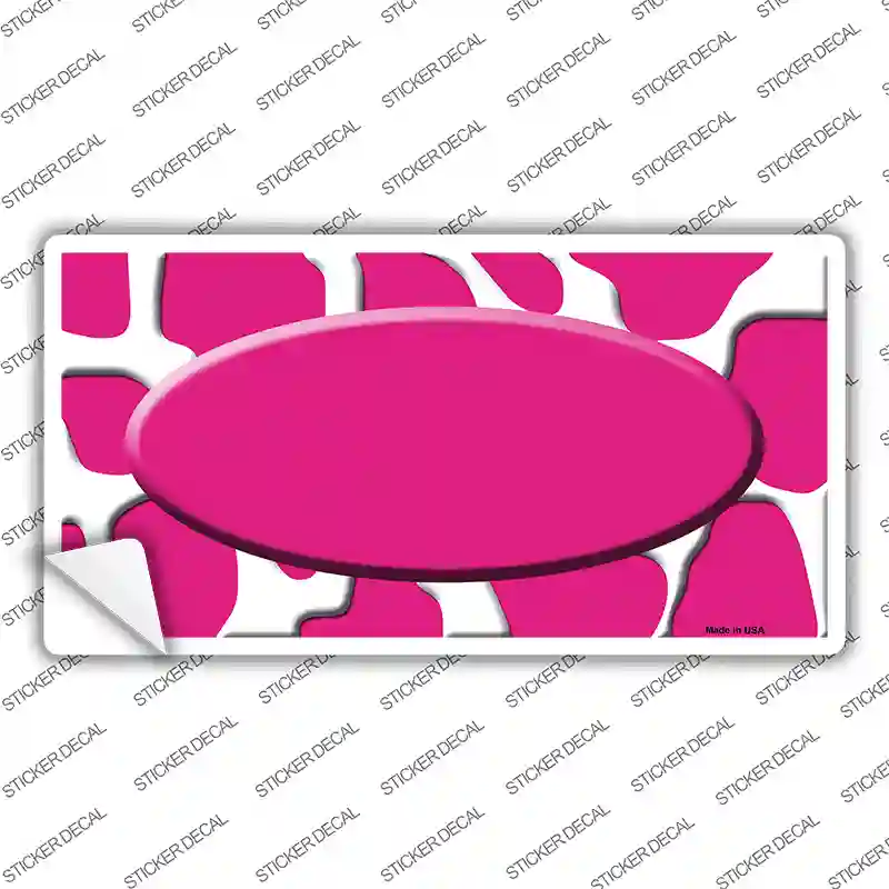 Pink White Giraffe Center Oval Novelty Sticker Decal