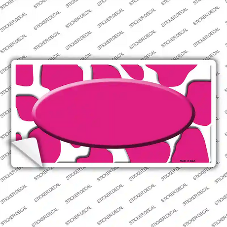 Pink White Giraffe Center Oval Novelty Sticker Decal