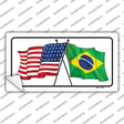 Brazil USA Crossed Flags Novelty Sticker Decal