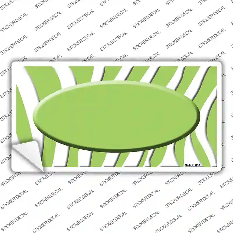 Lime Green White Zebra Center Oval Novelty Sticker Decal
