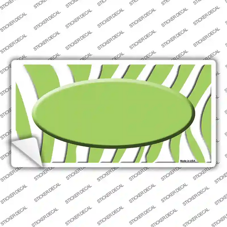 Lime Green White Zebra Center Oval Novelty Sticker Decal