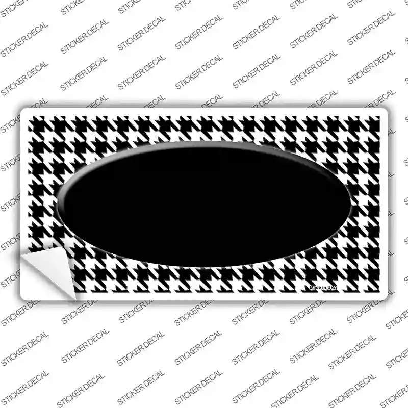 White Black Houndstooth Black Center Oval Novelty Sticker Decal