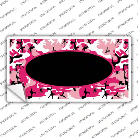 Pink Camo With Black Center Oval Novelty Sticker Decal