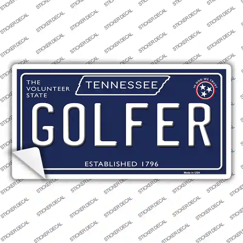 Golfer Tennessee Blue Novelty Sticker Decal