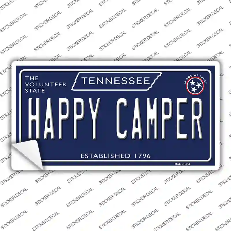 Happy Camper Tennessee Blue Novelty Sticker Decal