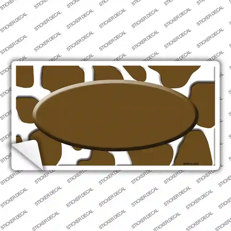 Brown White Giraffe Center Oval Novelty Sticker Decal