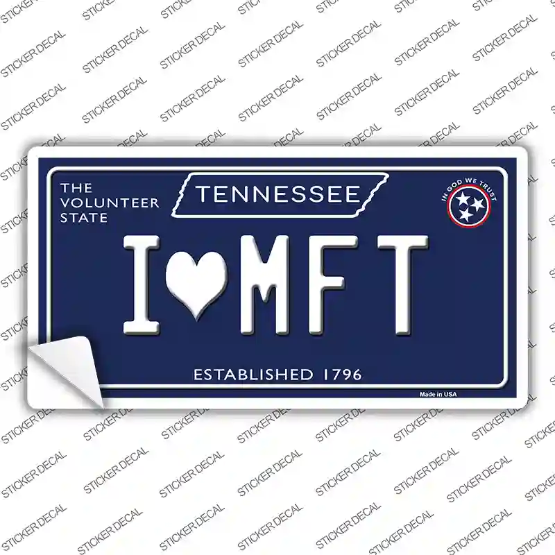 I Heart MFT Tennessee Blue Novelty Sticker Decal