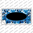 Blue Camo With Black Center Oval Novelty Sticker Decal