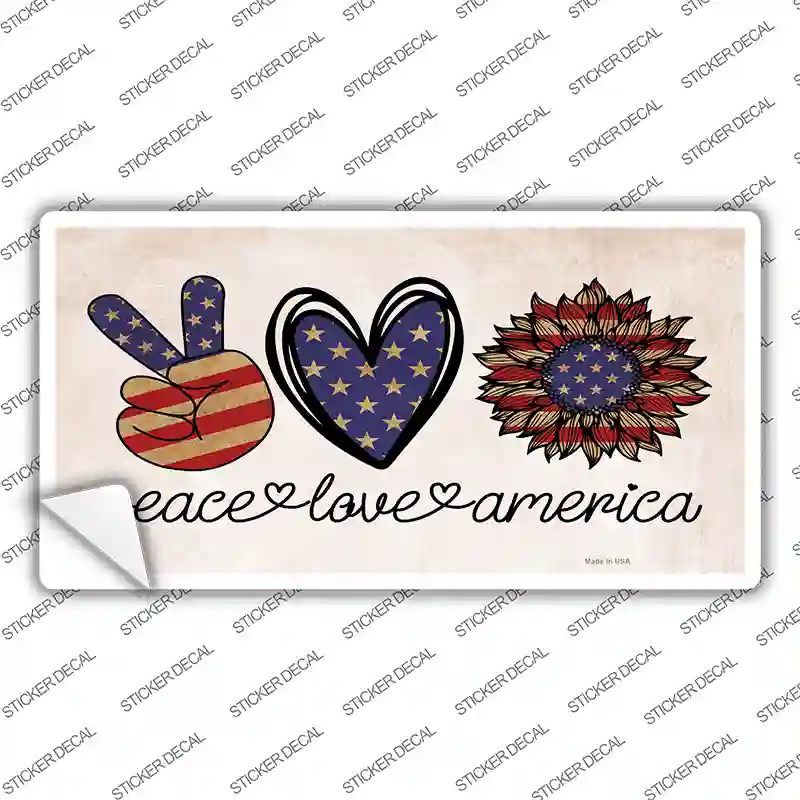 Peace Love America Novelty Sticker Decal