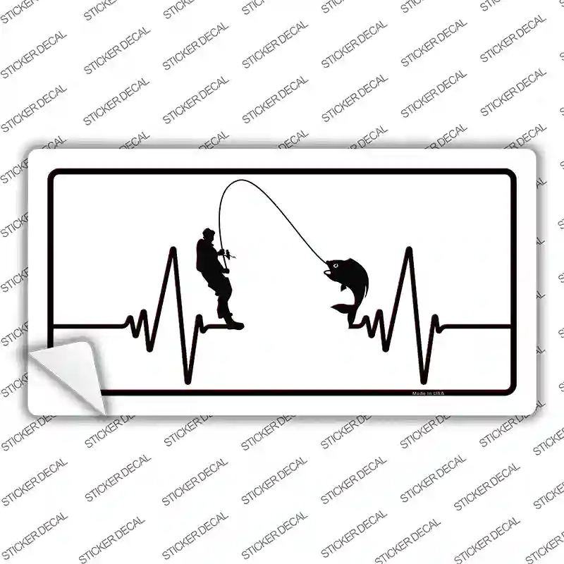 Fishing Heart Beat Novelty Sticker Decal