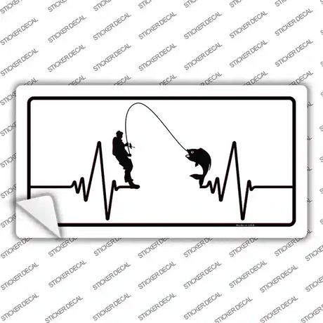 Fishing Heart Beat Novelty Sticker Decal