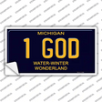 1 God Michigan Blue Novelty Rectangular Sticker Decal