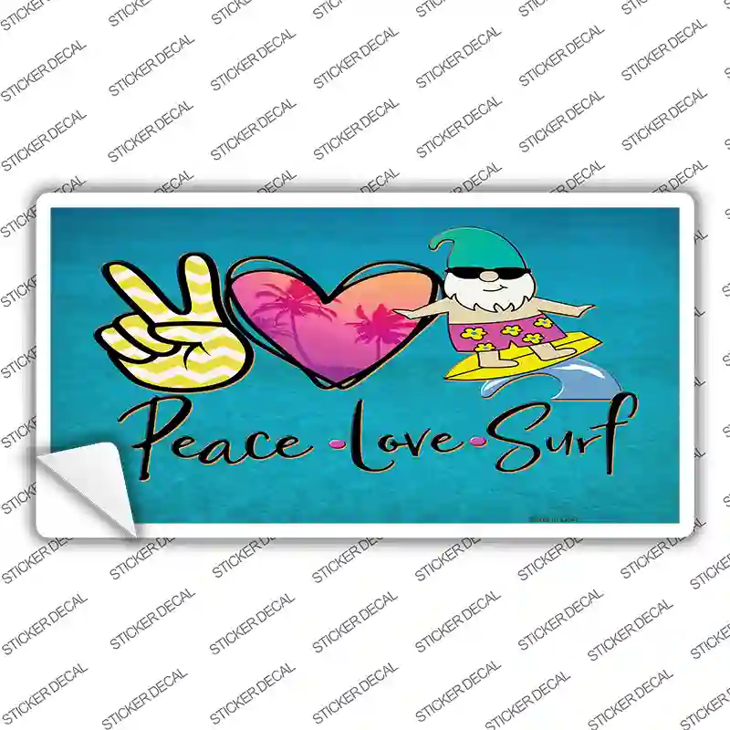 Peace Love Surf Novelty Sticker Decal