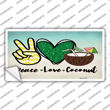 Peace Love Coconut Novelty Sticker Decal