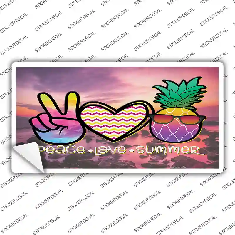 Peace Love Summer Pineapple BeachNovelty Sticker Decal