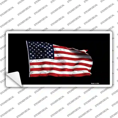 Waving American Flag Black Novelty Sticker Decal