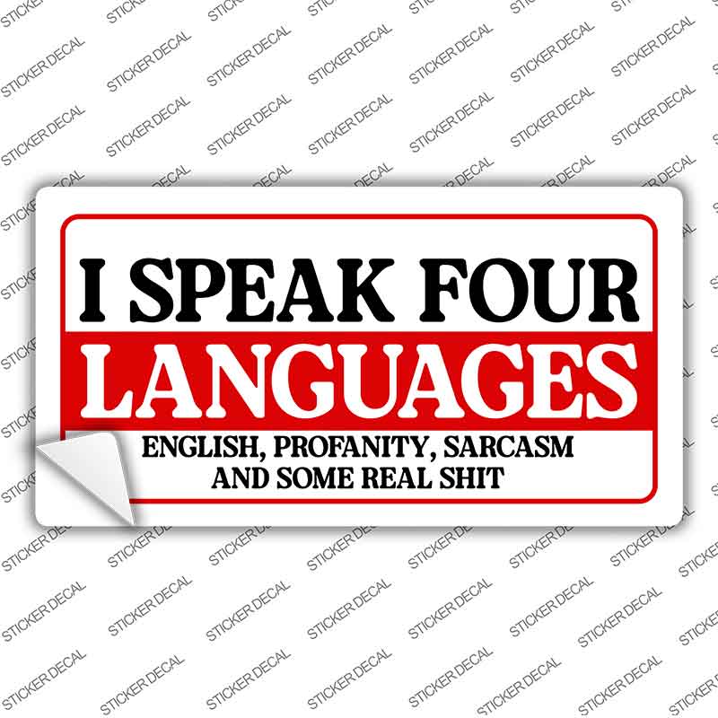 I Speak Four Languages Novelty Sticker Decal LP-14512s