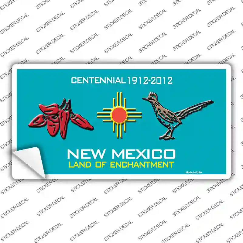 Red Chili & Road Runner New Mexico Teal Novelty Sticker Decal