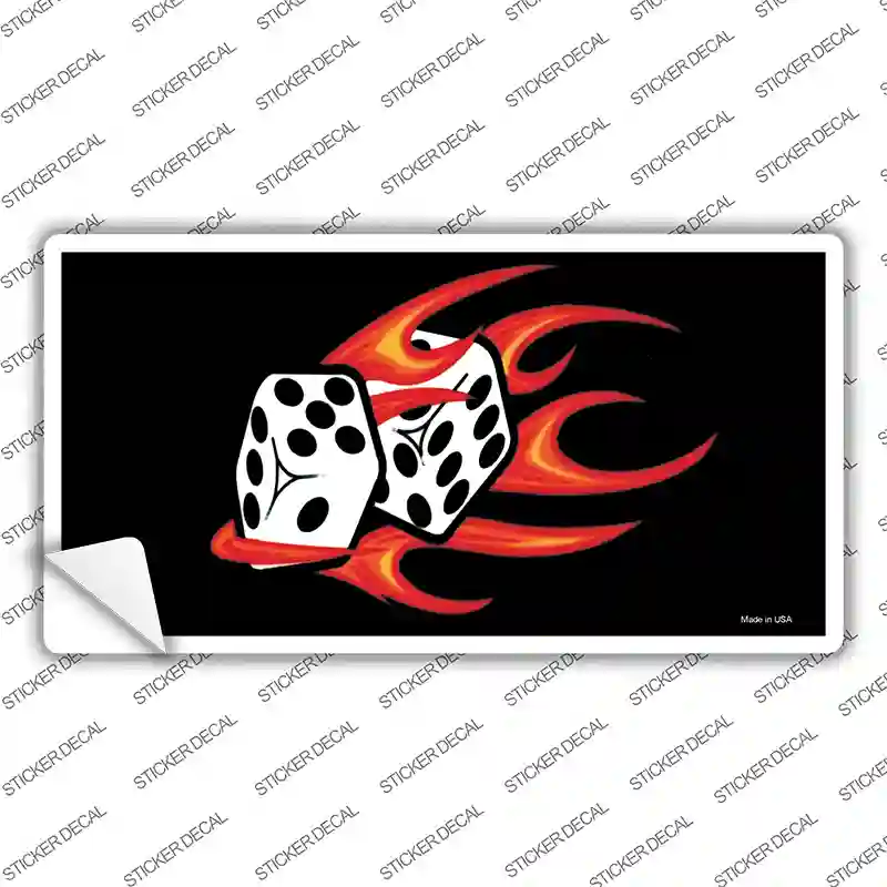 Red Hot Flaming Dice Novelty Sticker Decal