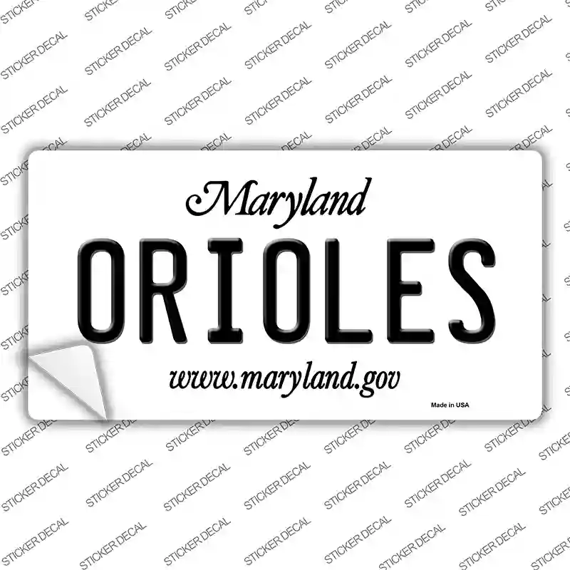 Orioles Maryland State Novelty Sticker Decal