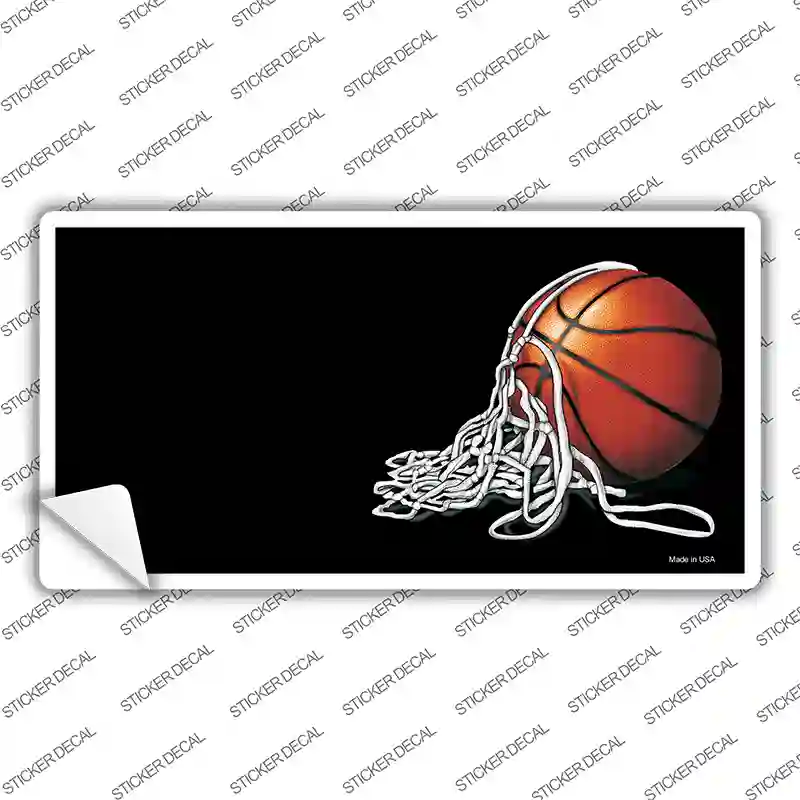 Basketball With Net Offset Novelty Sticker Decal