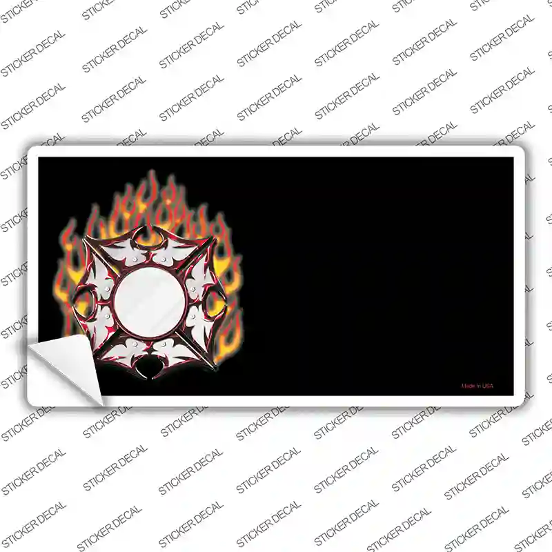 Fire Cross Offset Flat Novelty Sticker Decal