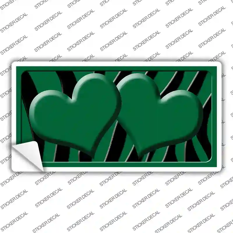 Green Black Zebra Green Centered Hearts Novelty Sticker Decal