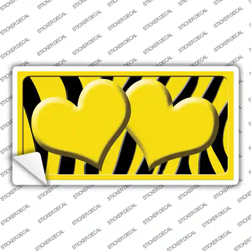 Yellow Black Zebra Yellow Centered Hearts Novelty Sticker Decal
