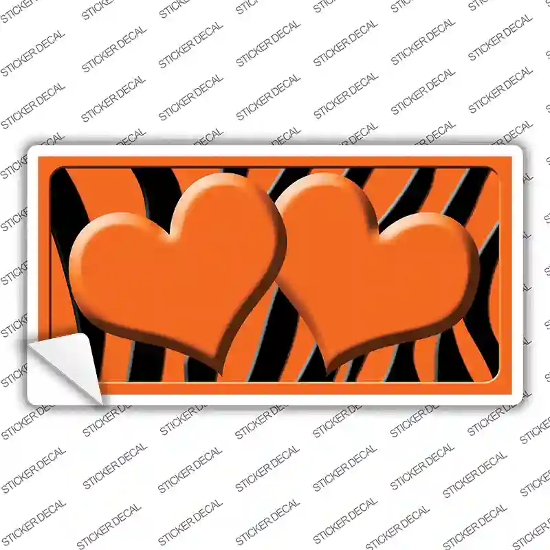 Orange Black Zebra Orange Centered Hearts Novelty Sticker Decal
