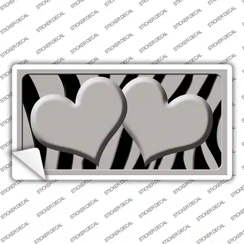 Grey Black Zebra Grey Centered Hearts Novelty Sticker Decal