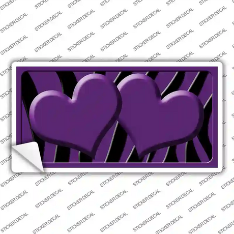 Purple Black Zebra Purple Centered Hearts Novelty Sticker Decal