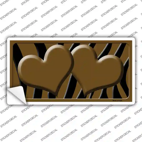 Brown Black Zebra Brown Centered Hearts Novelty Sticker Decal