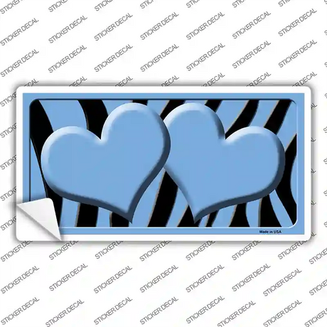 Light Blue Black Zebra Light Blue Centered Hearts Novelty Sticker Decal